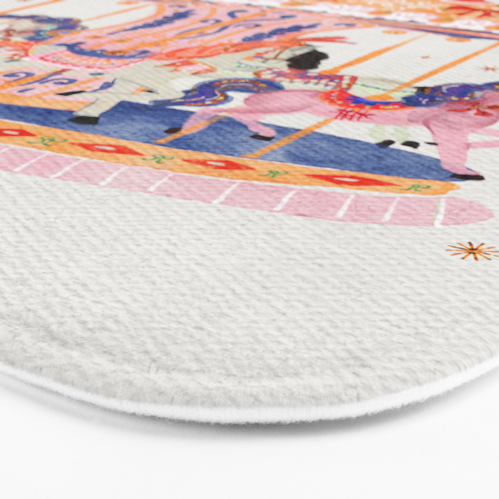 Whimsical Vintage Carousel Ride Bath Mat Gallery Image 3