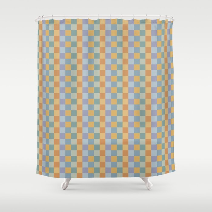 Checkered Multicolor Pattern XXVII Natural Summer Shower Curtain Gallery Image 1