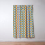 Checkered Multicolor Pattern XXVII Natural Summer Window Curtain Gallery Image 3