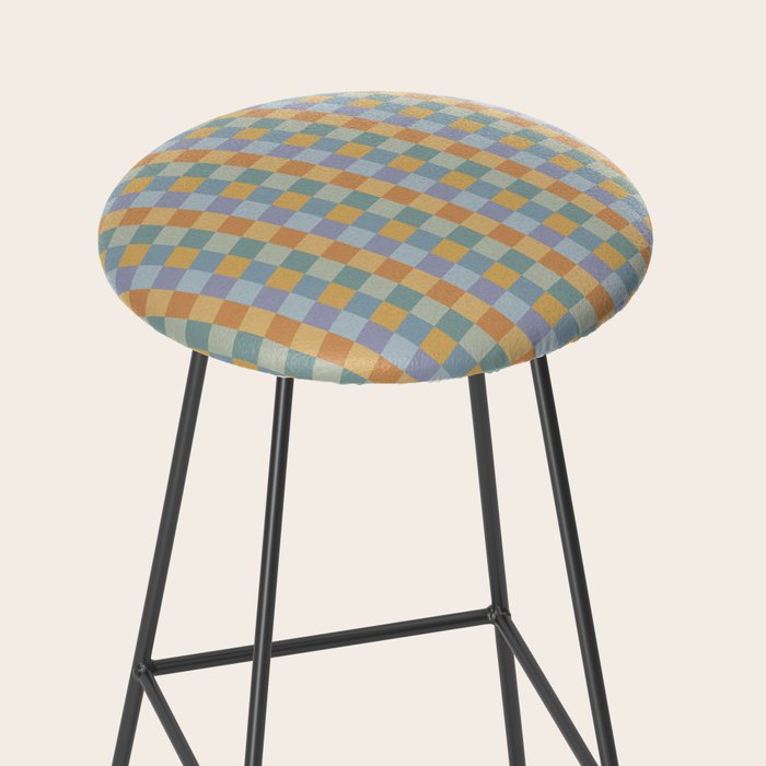 Checkered Multicolor Pattern XXVII Natural Summer Stool Gallery Image 2