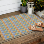 Checkered Multicolor Pattern XXVII Natural Summer Outdoor Rug Gallery Image 2