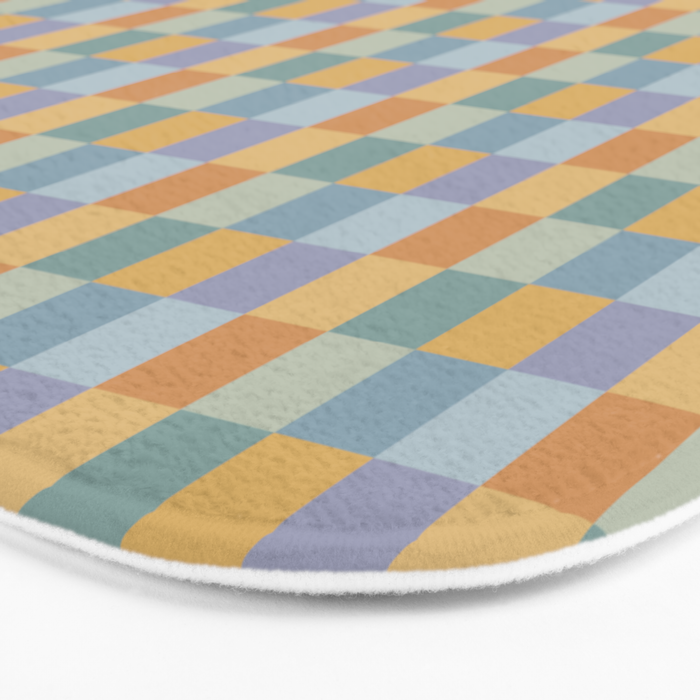 Checkered Multicolor Pattern XXVII Natural Summer Bath Mat Gallery Image 3