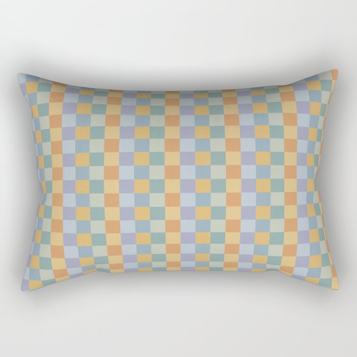 Checkered Multicolor Pattern XXVII Natural Summer Rectangular Pillow Gallery Image 2