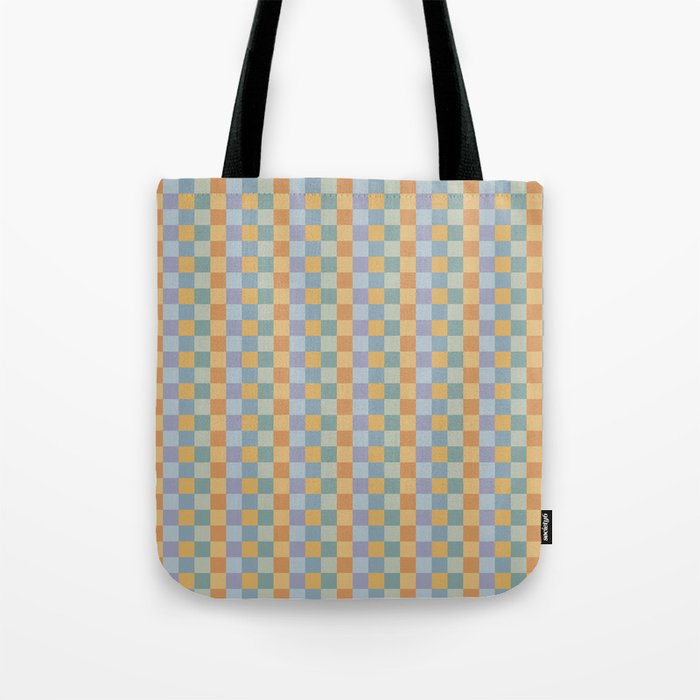 Checkered Multicolor Pattern XXVII Natural Summer Tote Bag Gallery Image 1