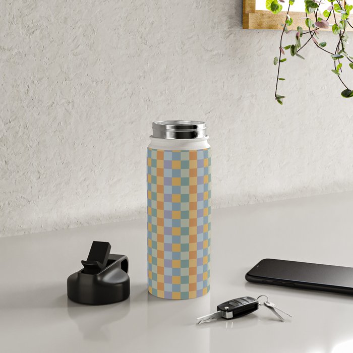 Checkered Multicolor Pattern XXVII Natural Summer Water Bottle Gallery Image 4