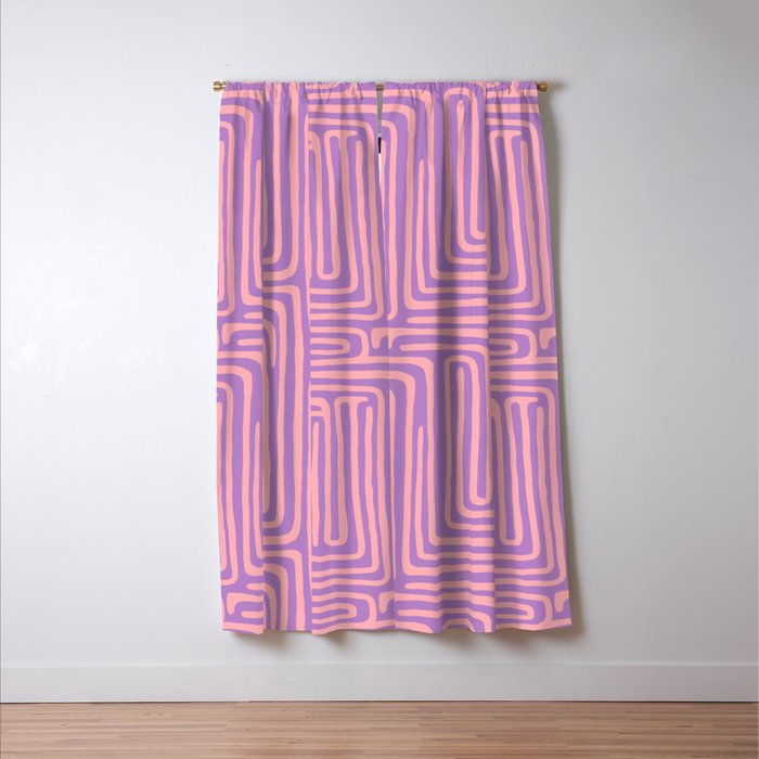 Abstract Stripe in wild violet swirl  Window Curtain Gallery Image 3