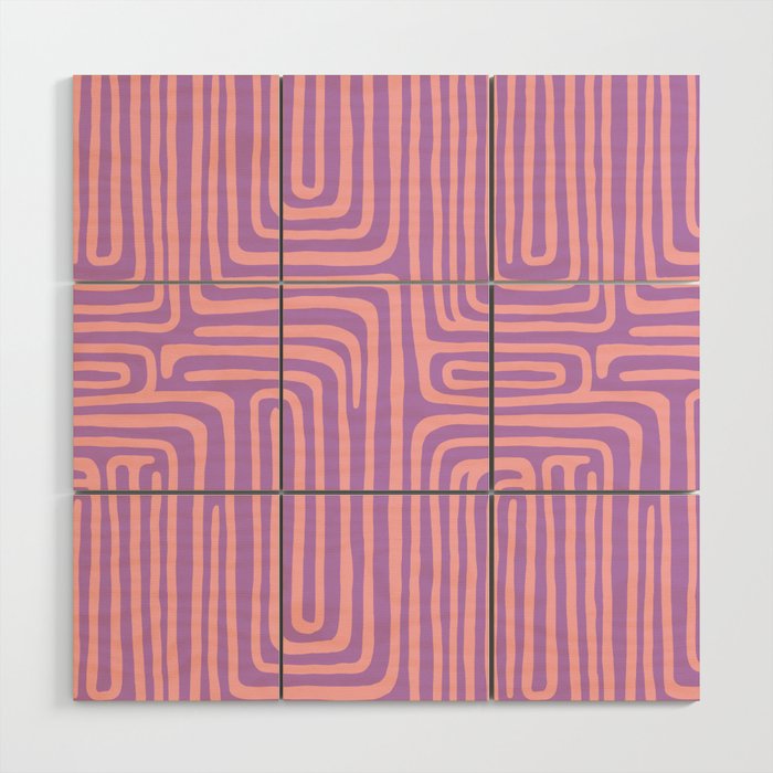 Abstract Stripe in wild violet swirl  Wood Wall Art Gallery Image 1