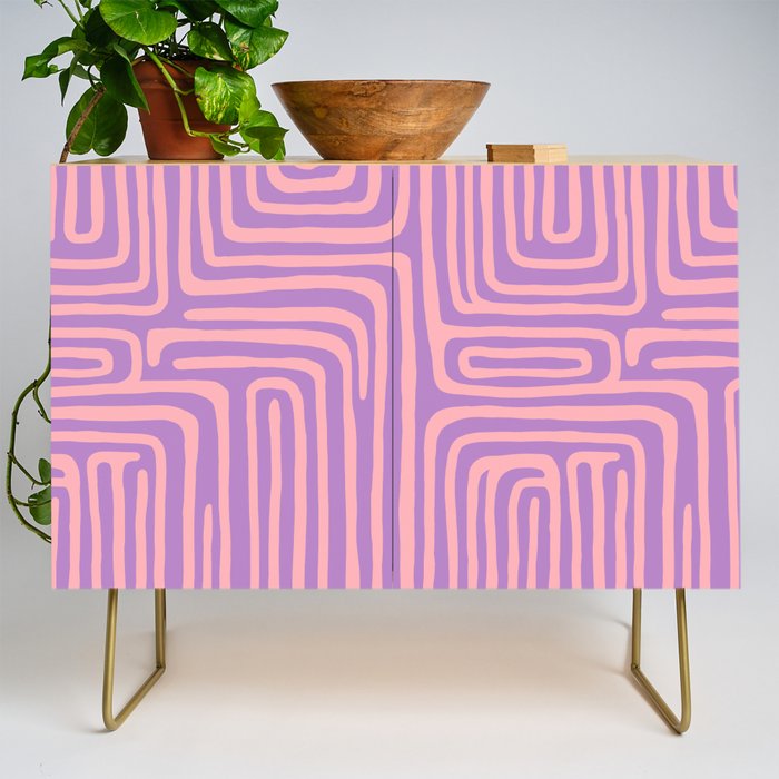 Abstract Stripe in wild violet swirl  Credenza Gallery Image 1