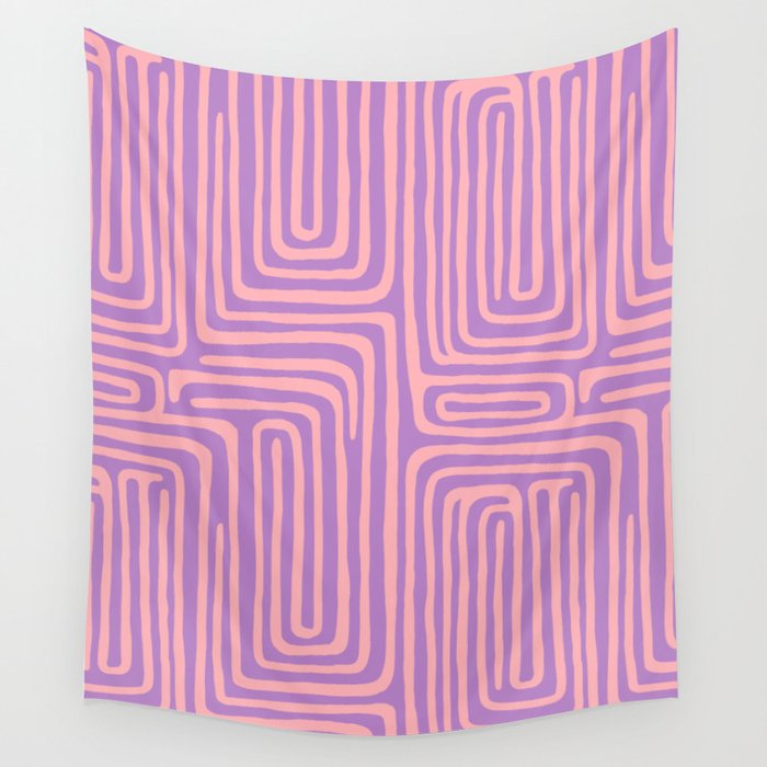 Abstract Stripe in wild violet swirl  Wall Tapestry Gallery Image 4