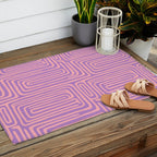 Abstract Stripe in wild violet swirl  Outdoor Rug Gallery Image 2