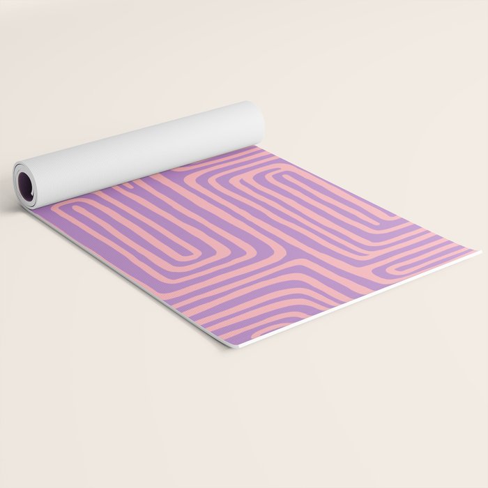 Abstract Stripe in wild violet swirl  Yoga Mat Gallery Image 2