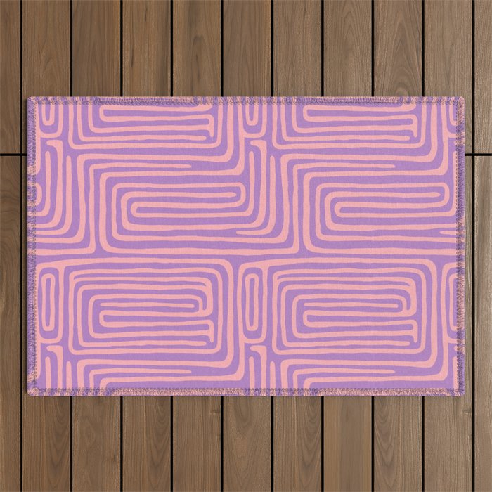 Abstract Stripe in wild violet swirl  Outdoor Rug Gallery Image 1