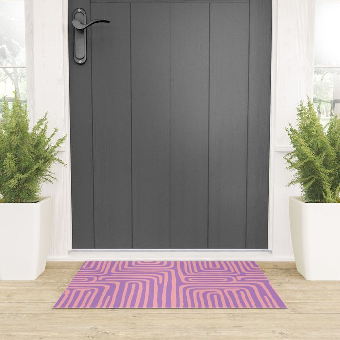 Abstract Stripe in wild violet swirl  Welcome Mat Gallery Image 3