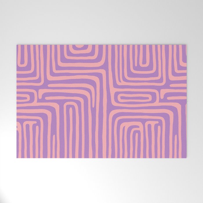 Abstract Stripe in wild violet swirl  Welcome Mat Gallery Image 1