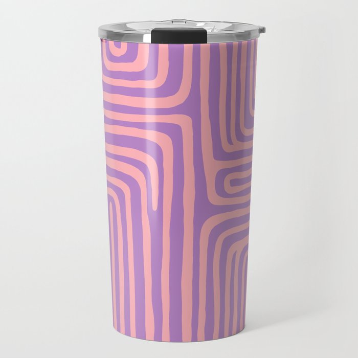Abstract Stripe in wild violet swirl  Travel Mug Gallery Image 1