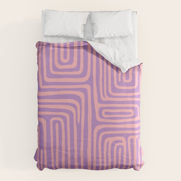 Abstract Stripe in wild violet swirl  Duvet Cover Gallery Image 1