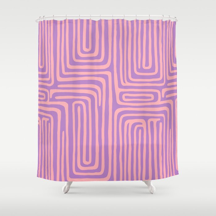 Abstract Stripe in wild violet swirl  Shower Curtain Gallery Image 1