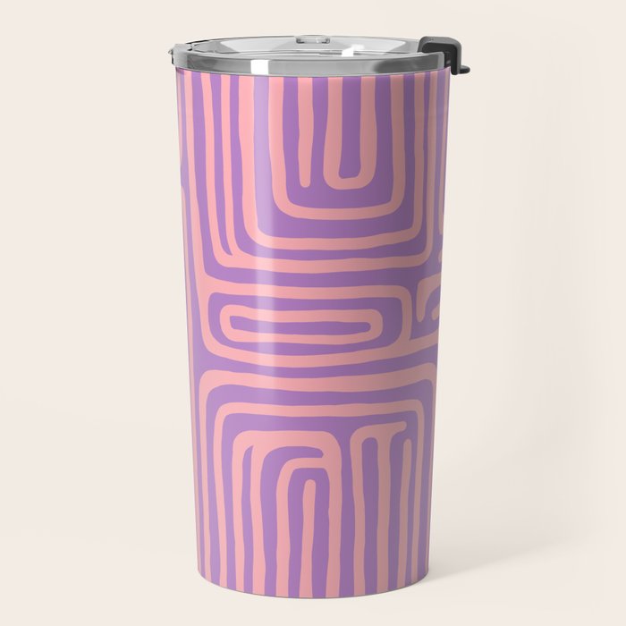 Abstract Stripe in wild violet swirl  Travel Mug Gallery Image 2