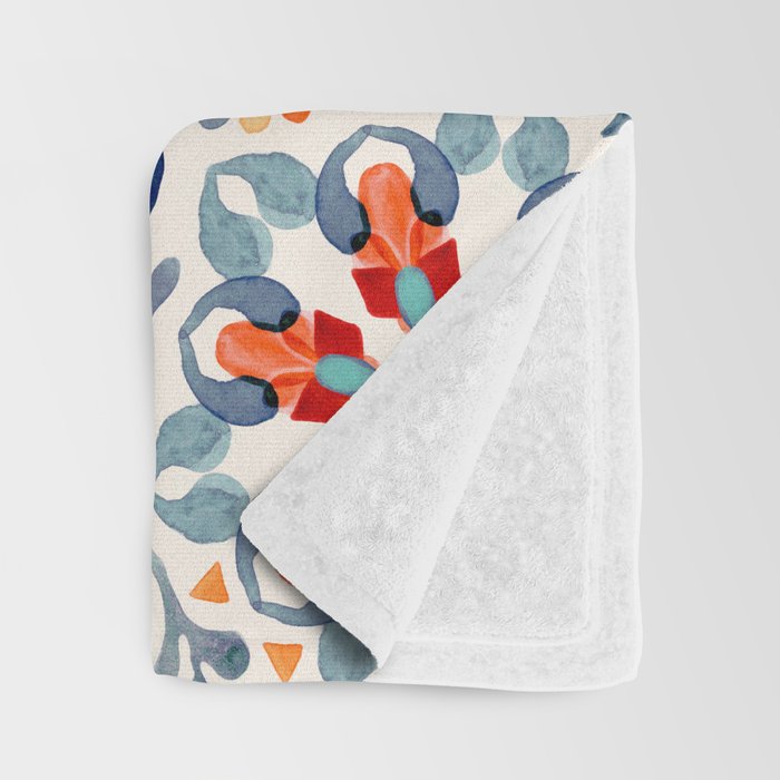 Watercolor Kaleidoscope Floral - desaturated Throw Blanket Gallery Image 3