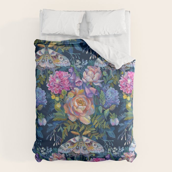 Moth Flower Bouquet Duvet Cover Gallery Image 1