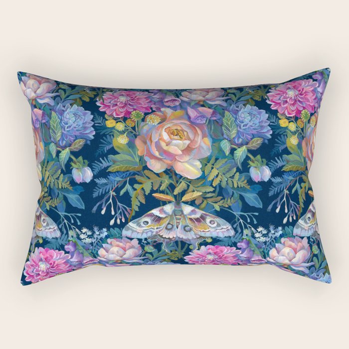 Moth Flower Bouquet Rectangular Pillow Gallery Image 1
