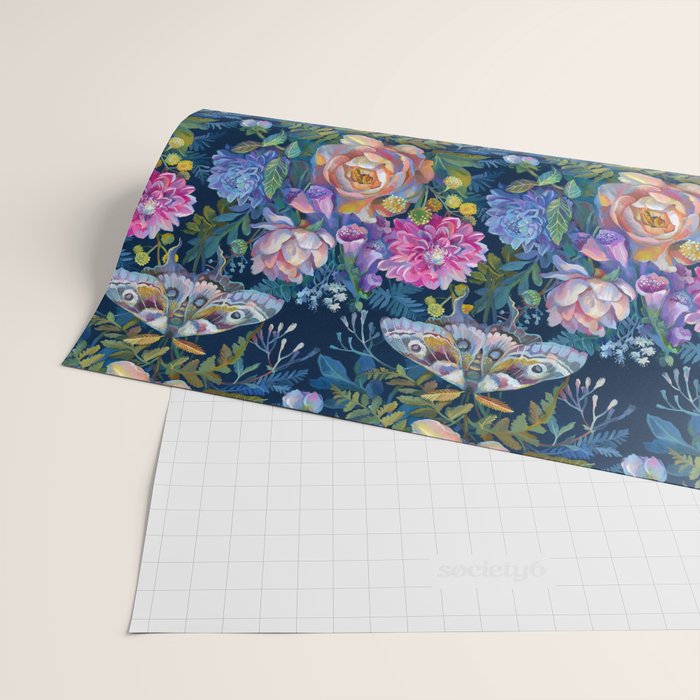 Moth Flower Bouquet Wrapping Paper Gallery Image 2