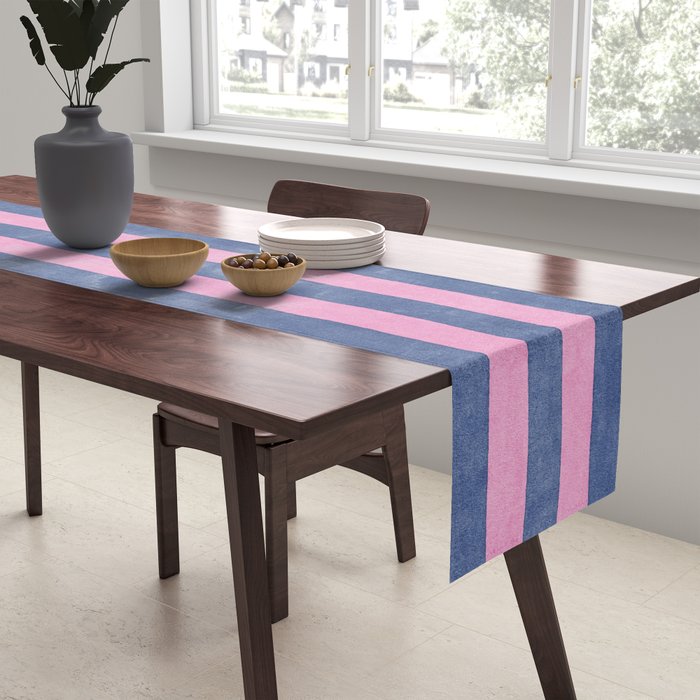 STRIPES - 005 - pink and blue Table Runner Gallery Image 2