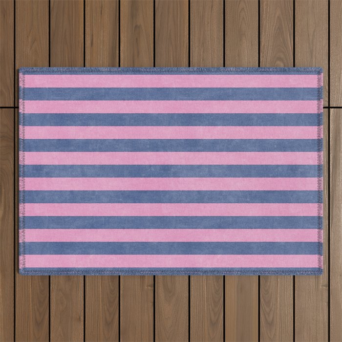 STRIPES - 005 - pink and blue Outdoor Rug Gallery Image 1