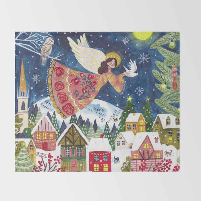 Christmas angel of peace Throw Blanket Gallery Image 2