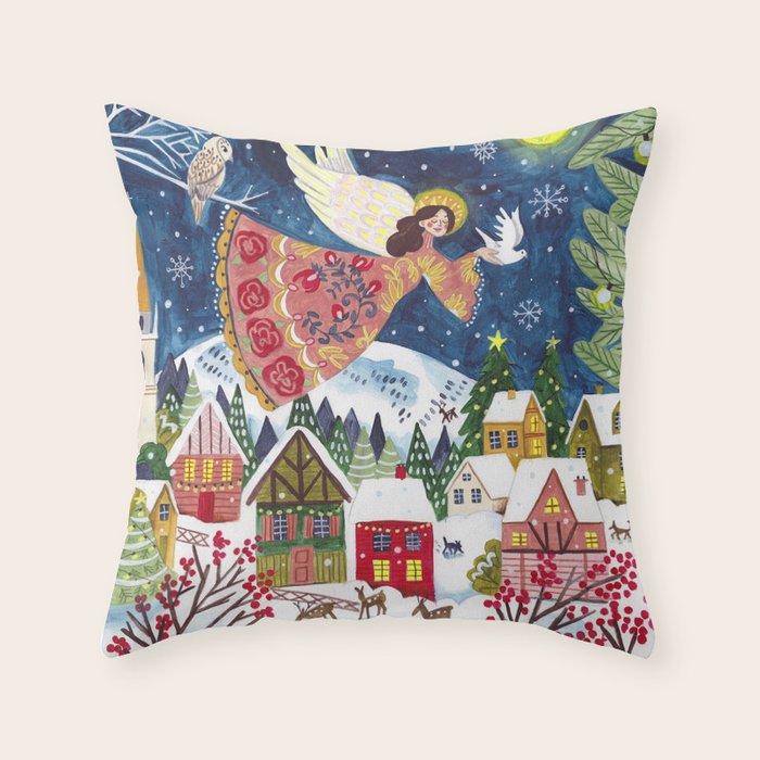 Christmas angel of peace Throw Pillow Gallery Image 6