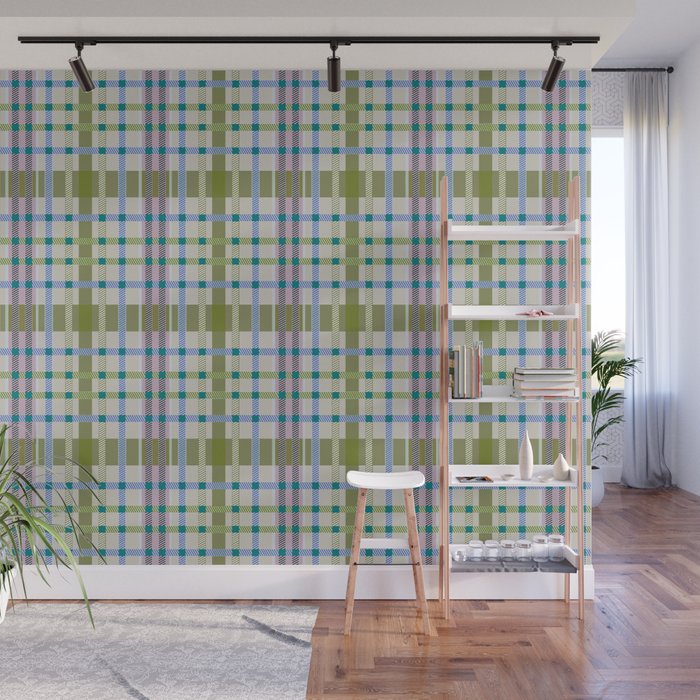 Vibrant Plaid Fusion C Wall Mural Gallery Image 1