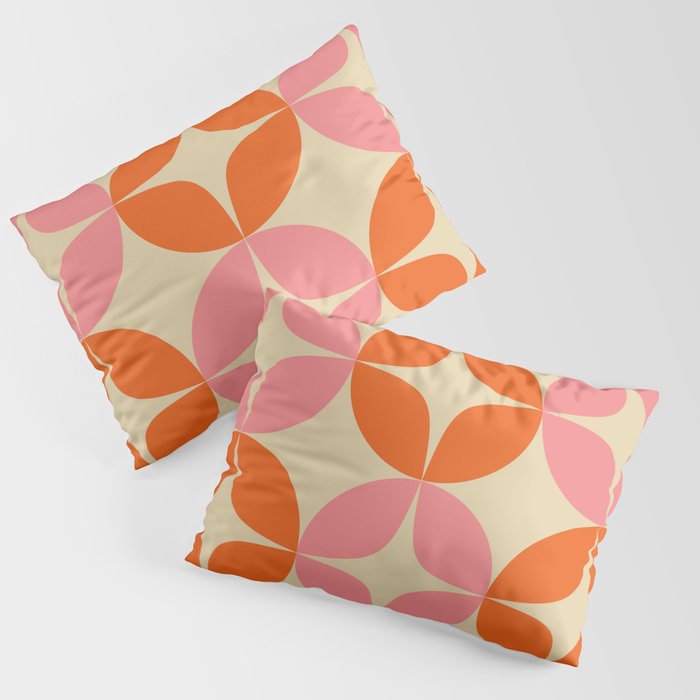 Mid Century Modern Pattern in Pink and Orange Pillow Sham Gallery Image 3