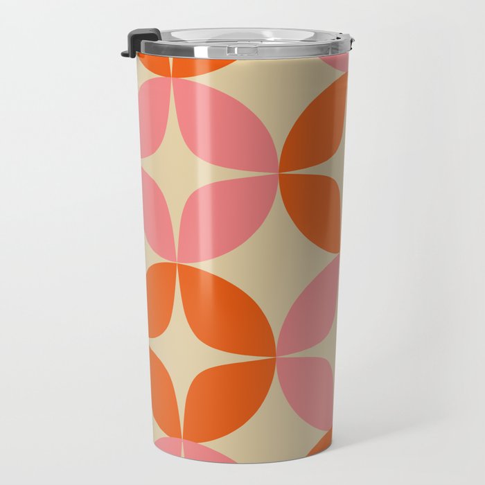 Mid Century Modern Pattern in Pink and Orange Travel Mug Gallery Image 3