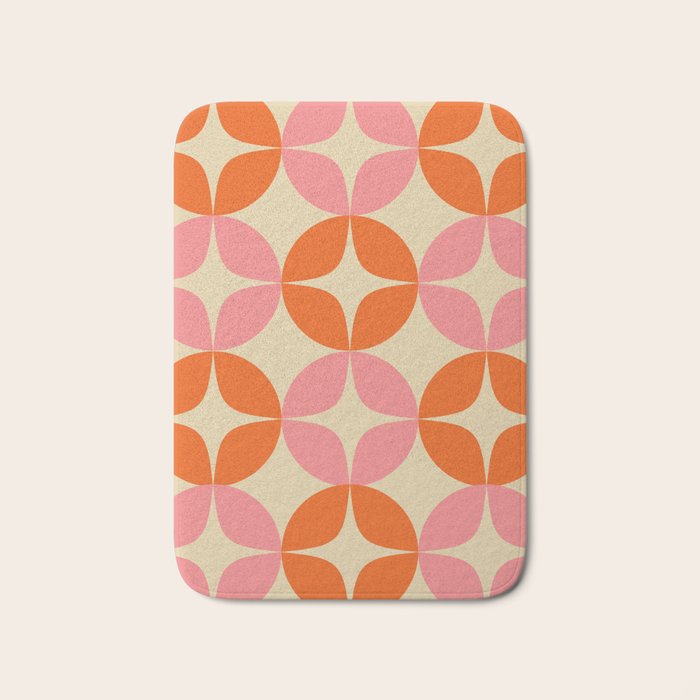 Mid Century Modern Pattern in Pink and Orange Bath Mat Gallery Image 1