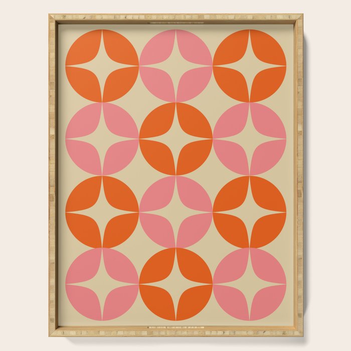 Mid Century Modern Pattern in Pink and Orange Serving Tray Gallery Image 1