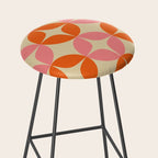 Mid Century Modern Pattern in Pink and Orange Stool Gallery Image 2