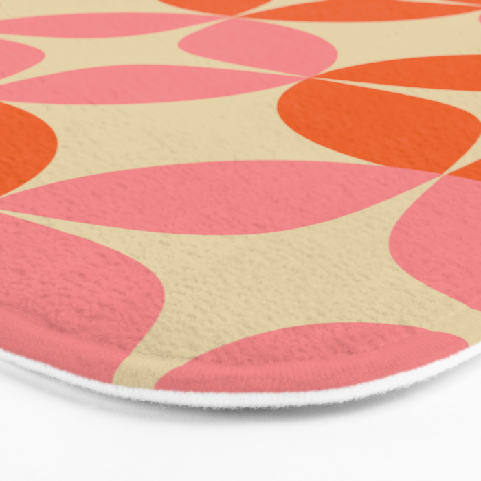 Mid Century Modern Pattern in Pink and Orange Bath Mat Gallery Image 3