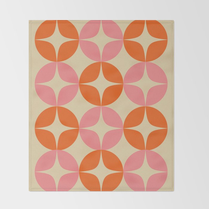 Mid Century Modern Pattern in Pink and Orange Throw Blanket Gallery Image 2