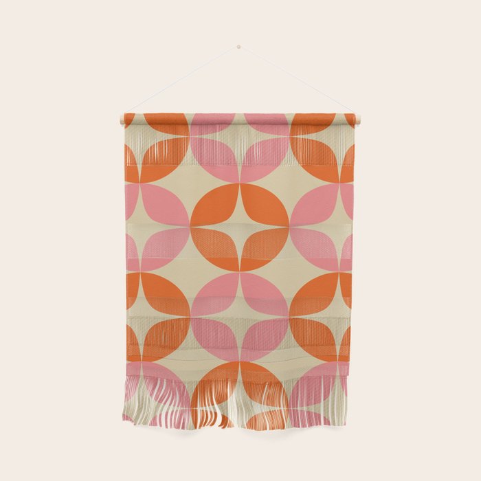 Mid Century Modern Pattern in Pink and Orange Wall Hanging Gallery Image 1