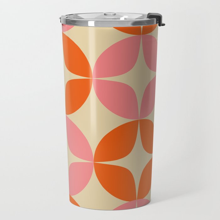 Mid Century Modern Pattern in Pink and Orange Travel Mug Gallery Image 2