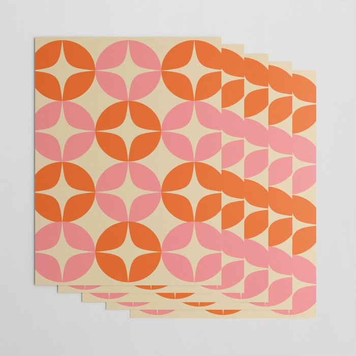 Mid Century Modern Pattern in Pink and Orange Wrapping Paper Gallery Image 3