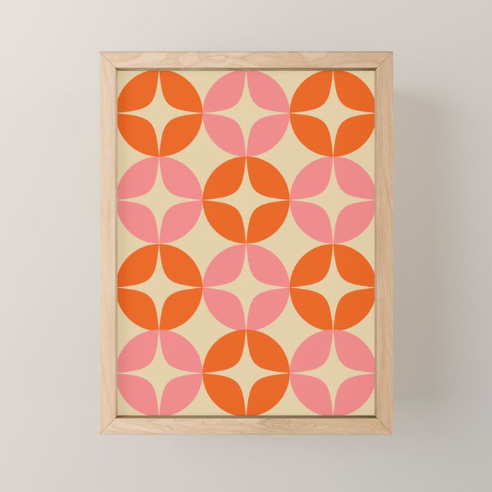Mid Century Modern Pattern in Pink and Orange Mini Art Print Gallery Image 1