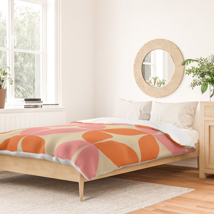 Mid Century Modern Pattern in Pink and Orange Duvet Cover Gallery Image 2