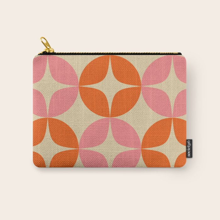 Mid Century Modern Pattern in Pink and Orange Carry All Pouch Gallery Image 1