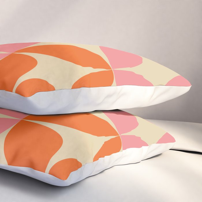 Mid Century Modern Pattern in Pink and Orange Pillow Sham Gallery Image 3