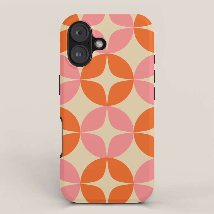 Mid Century Modern Pattern in Pink and Orange iPhone Case Gallery Image 1