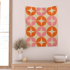 Mid Century Modern Pattern in Pink and Orange Wall Tapestry Gallery Image 2