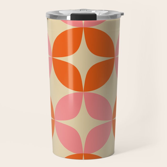 Mid Century Modern Pattern in Pink and Orange Travel Mug Gallery Image 1