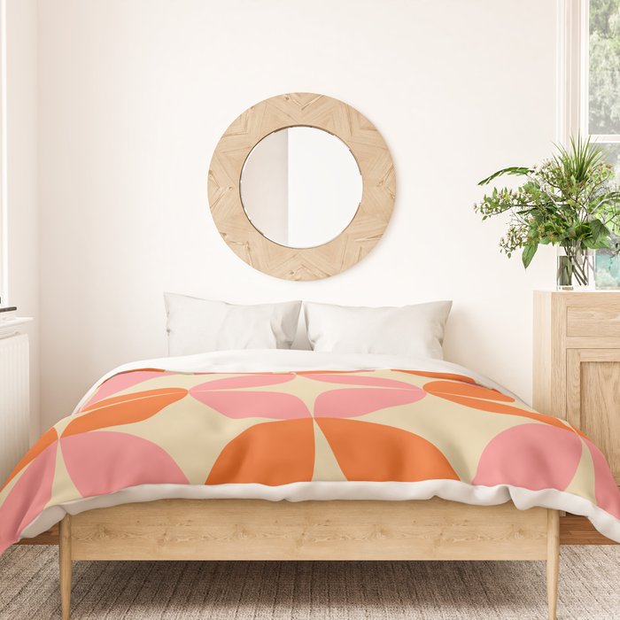 Mid Century Modern Pattern in Pink and Orange Duvet Cover Gallery Image 3