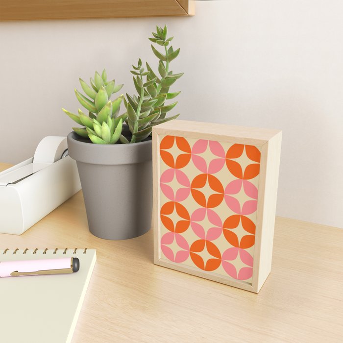 Mid Century Modern Pattern in Pink and Orange Mini Art Print Gallery Image 2